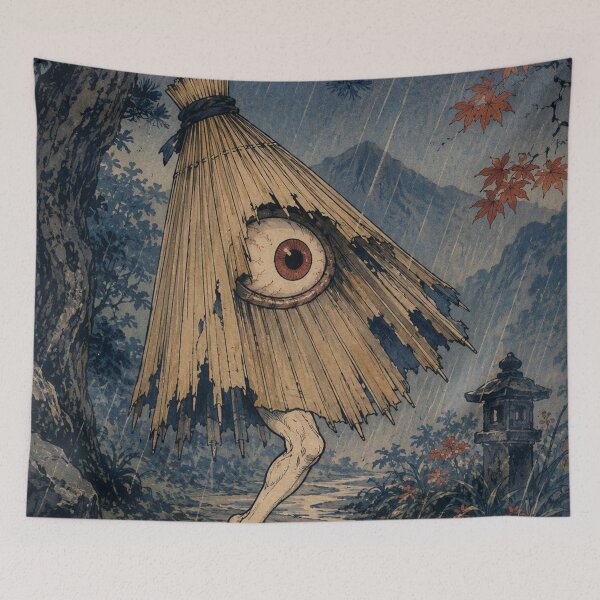 Item preview, Umbrella Wanderer - Vintage Japanese Obake Yokai Ukiyo-e Woodblock designed and sold by bapupa.