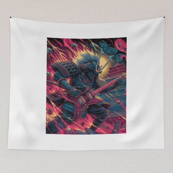 Item preview, Guitar Samurai ancient warrior rock Art — Bold Epic Fantasy Print designed and sold by CosmicRockArt.