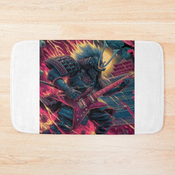 Item preview, Guitar Samurai ancient warrior rock Art — Bold Epic Fantasy Print designed and sold by CosmicRockArt.