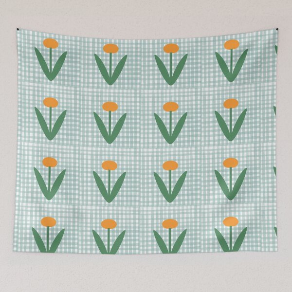 Item preview, Gingham Floral Illustration — Blue Lemon Studio Original Illustration designed and sold by BluelemonStudio.