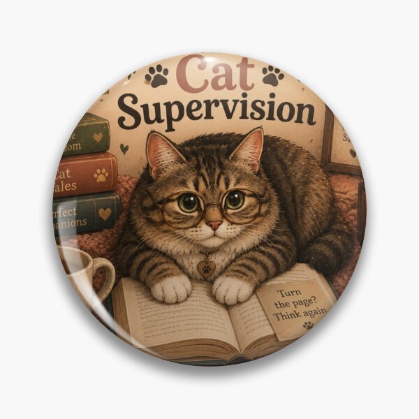 Item preview, Currently Reading With Cat Supervision – Cute Cat Book Lover Design designed and sold by MotylekAnia.