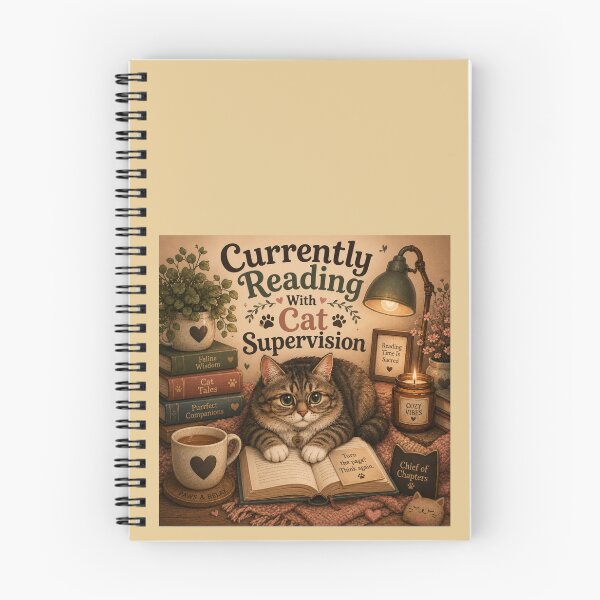 Item preview, Currently Reading With Cat Supervision – Cute Cat Book Lover Design designed and sold by MotylekAnia.