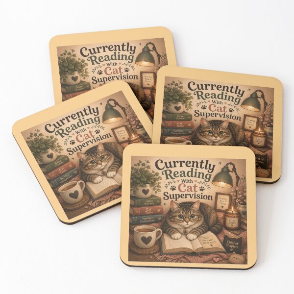 Item preview, Currently Reading With Cat Supervision – Cute Cat Book Lover Design designed and sold by MotylekAnia.