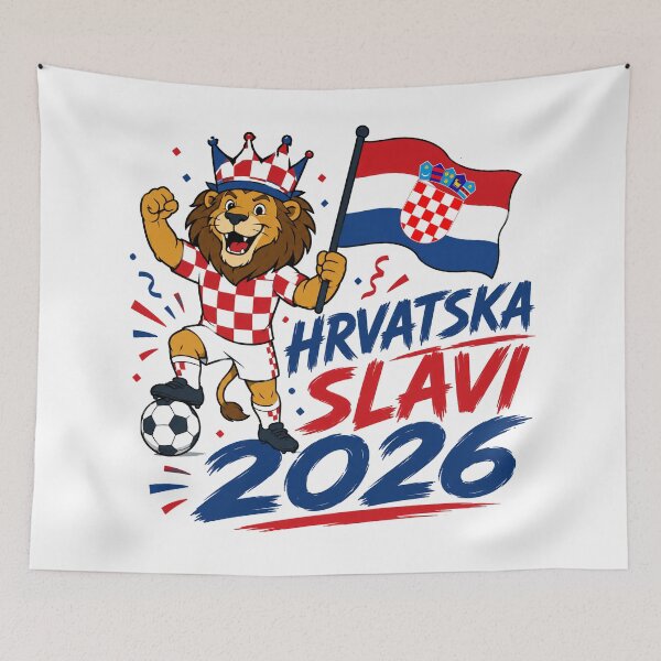 Item preview, Croatia 2026 Football Lion Fan designed and sold by RedCircleArt.