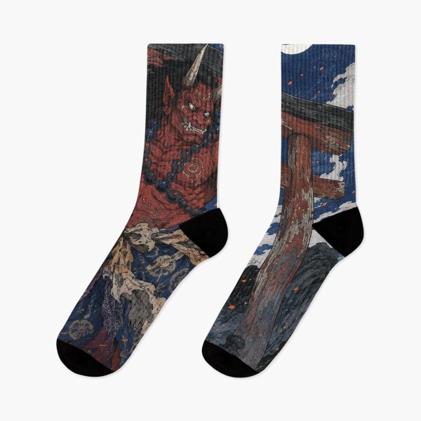 Item preview, Crimson Sentinel - Vintage Japanese Oni Ukiyo-e Woodblock designed and sold by bapupa.
