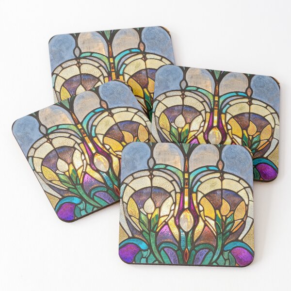 Item preview, Art Deco Towers Geometric Stained Glass Photo Texture designed and sold by DigitaICraft.