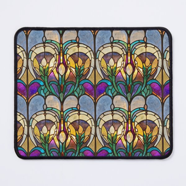 Item preview, Art Deco Towers Geometric Stained Glass Photo Texture designed and sold by DigitaICraft.