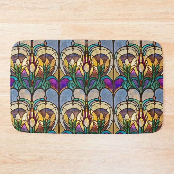 Item preview, Art Deco Towers Geometric Stained Glass Photo Texture designed and sold by DigitaICraft.