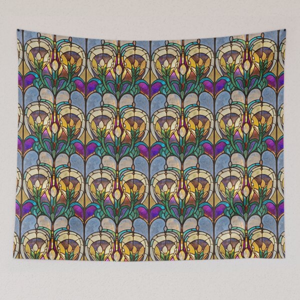 Item preview, Art Deco Towers Geometric Stained Glass Photo Texture designed and sold by DigitaICraft.