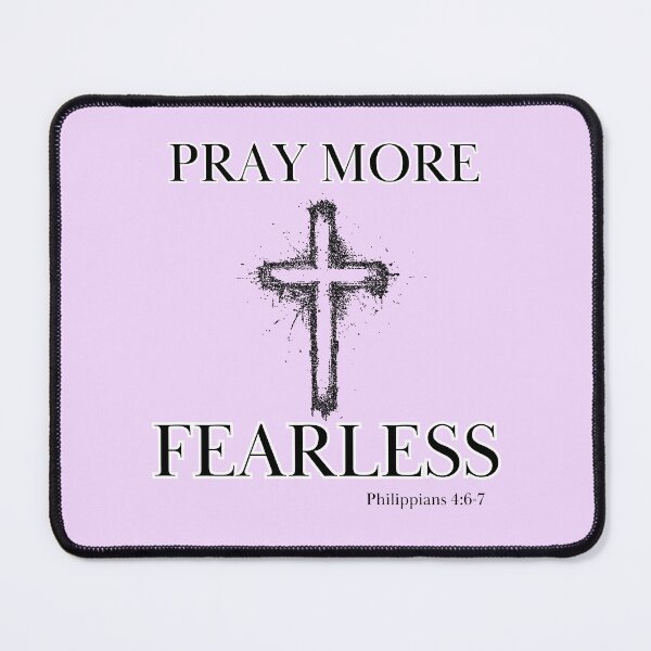 Item preview, Pray More Fearless Cross Bible Scripture Verse Christian designed and sold by Ceramic Scripture.