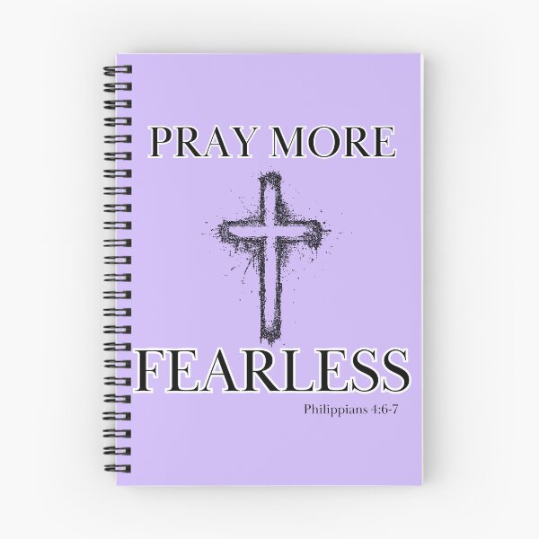 Item preview, Pray More Fearless Cross Bible Scripture Verse Christian designed and sold by Ceramic Scripture.