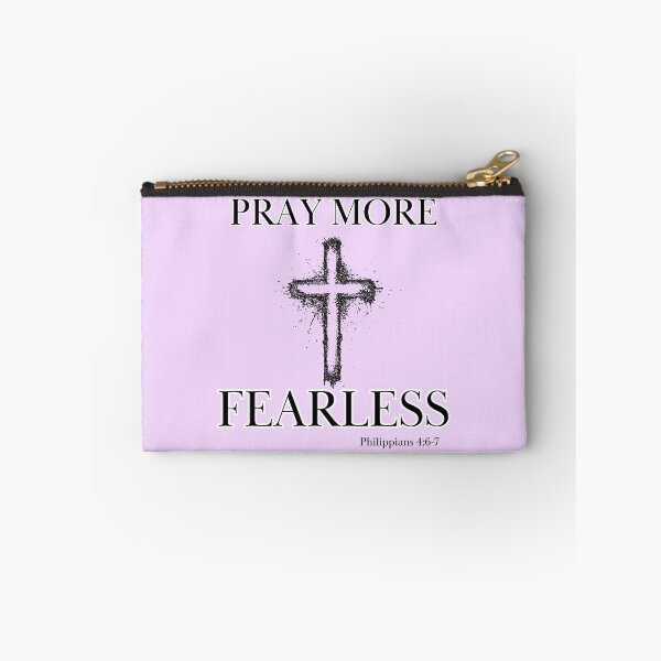 Item preview, Pray More Fearless Cross Bible Scripture Verse Christian designed and sold by Ceramic Scripture.
