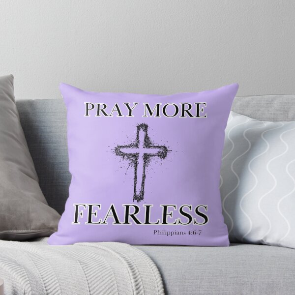 Item preview, Pray More Fearless Cross Bible Scripture Verse Christian designed and sold by Ceramic Scripture.