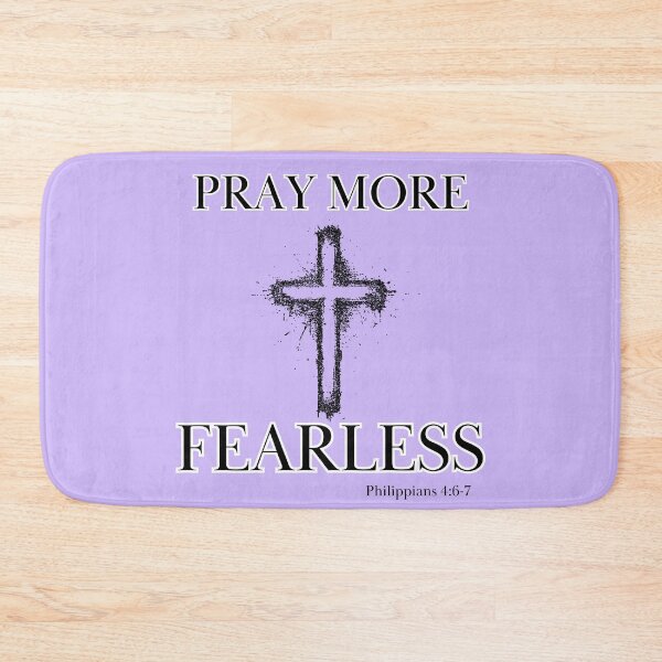 Item preview, Pray More Fearless Cross Bible Scripture Verse Christian designed and sold by Ceramic Scripture.