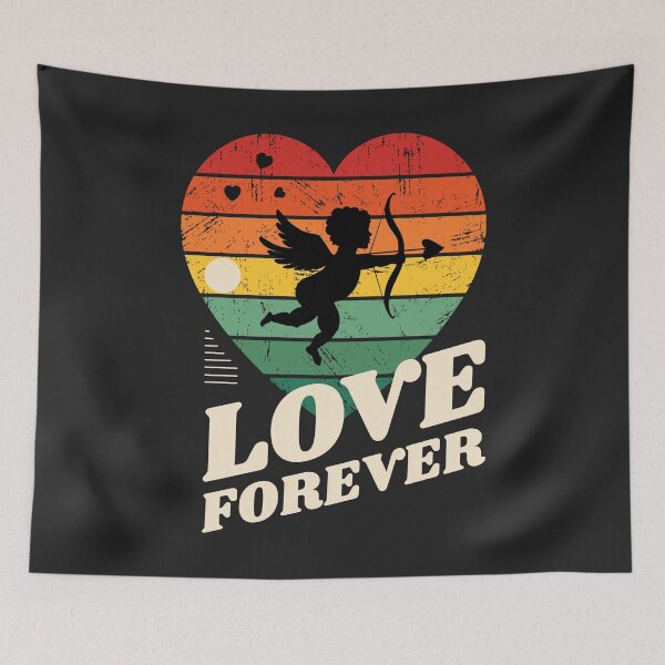 Item preview, Love Forever – Retro Cupid Heart Sunset designed and sold by Skryp-art.
