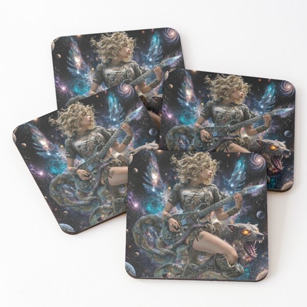 Item preview,   Rock Goddess Omnipotent Galaxy Wings — Bold Epic Music Print designed and sold by CosmicRockArt.