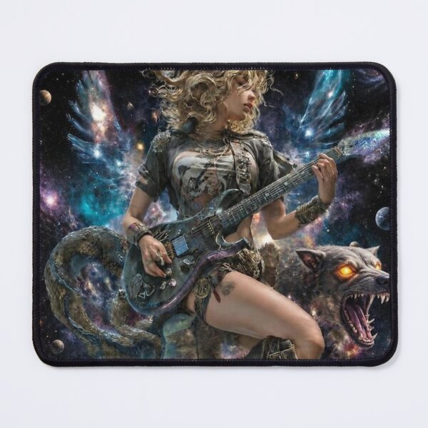 Item preview,   Rock Goddess Omnipotent Galaxy Wings — Bold Epic Music Print designed and sold by CosmicRockArt.