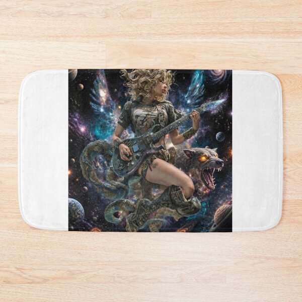 Item preview,   Rock Goddess Omnipotent Galaxy Wings — Bold Epic Music Print designed and sold by CosmicRockArt.