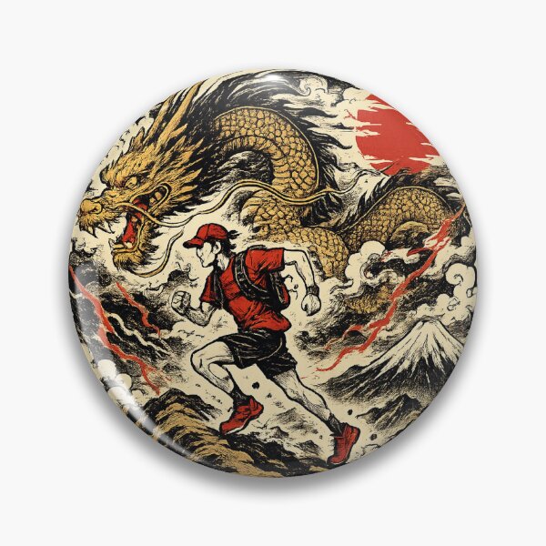 Item preview, Run With Dragons Japanese Dragon  Trail Runner Ukiyo-e Sticker Art designed and sold by Locker39.