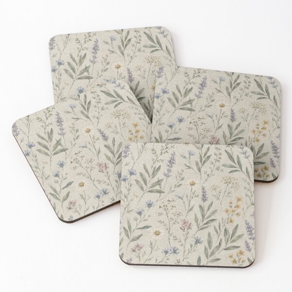 Item preview, Seamless botanical pattern featuring wildflowers and olive leaves in a loose hand-drawn gouache 03 designed and sold by Siam Soul Studio.