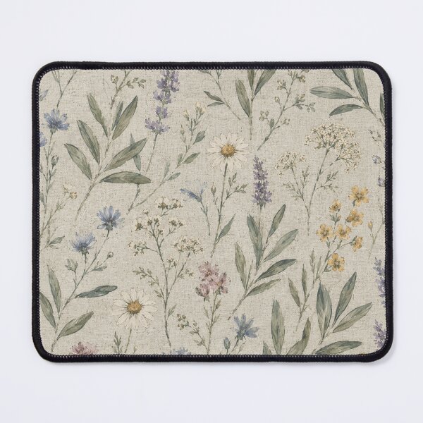 Item preview, Seamless botanical pattern featuring wildflowers and olive leaves in a loose hand-drawn gouache 03 designed and sold by Siam Soul Studio.