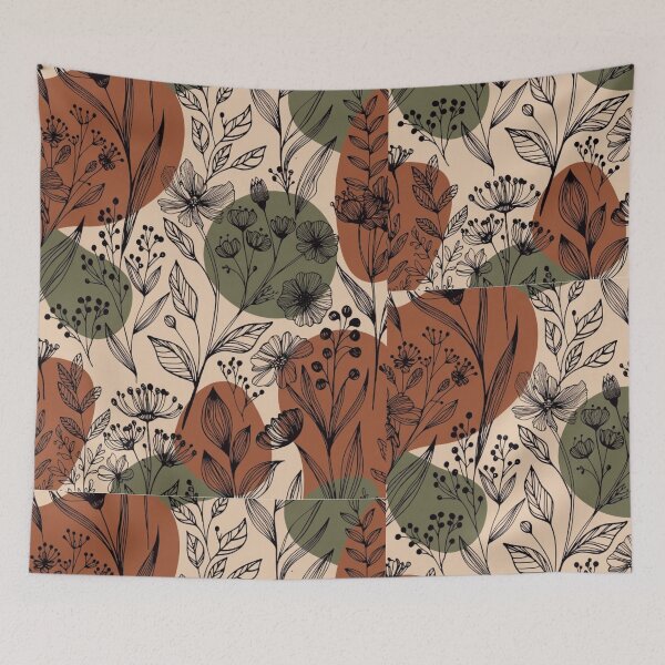 Item preview, Boho Botanical Wildflower Pattern, Seamless Floral Design, Earth Tone Nature Print, Neutral Botanical Artwork, Cottagecore Floral Pattern designed and sold by GalleryPeak.
