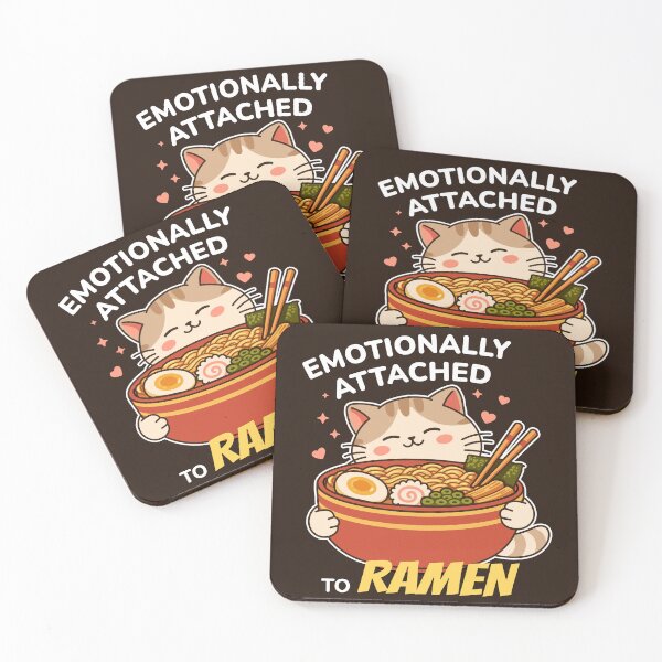 Item preview, Emotionally Attached to Ramen Cute Cat Illustration designed and sold by Skryp-art.