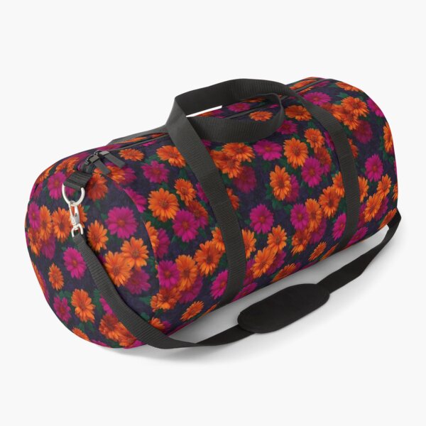 Item preview, Vibrant Orange And Magenta Dahlia Pattern On Dark Blue designed and sold by igraphixart.
