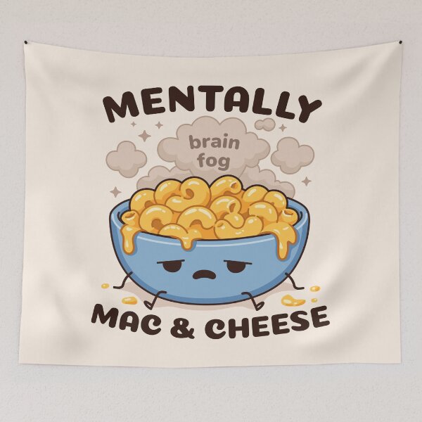 Item preview, Mentally Mac & Cheese Cute Kawaii Pasta Bowl Funny Comfort Food Meme designed and sold by Skryp-art.