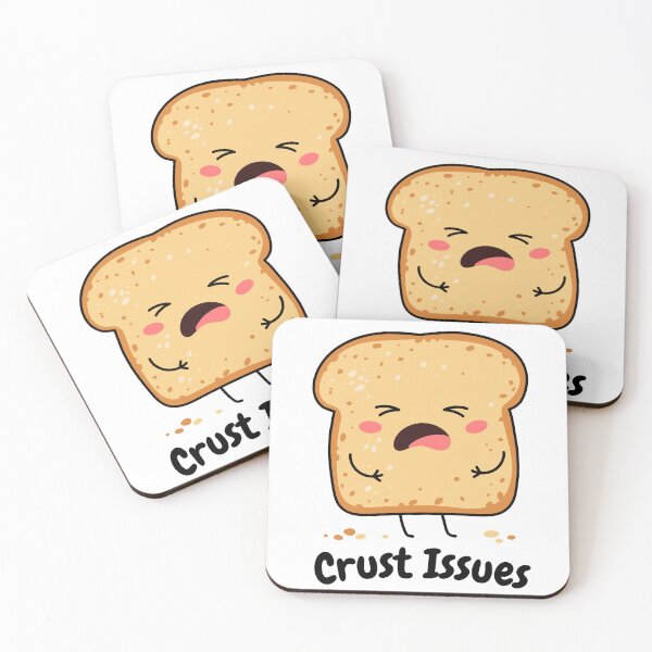 Item preview, Crust Issues Funny Toast Bread Pun Cute Kawaii Design designed and sold by Skryp-art.