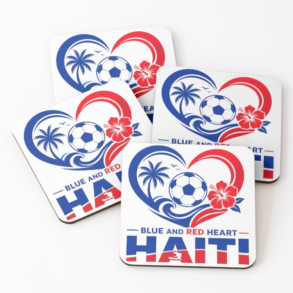 Item preview, Haiti 2026 Blue Red Football Heart designed and sold by RedCircleArt.