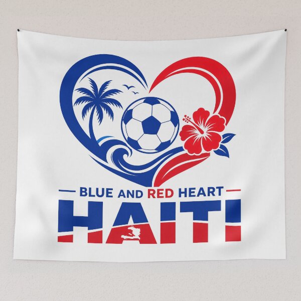 Item preview, Haiti 2026 Blue Red Football Heart designed and sold by RedCircleArt.