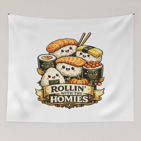 Item preview, Rollin With The Homies Cute Kawaii Sushi designed and sold by Mr Lee.