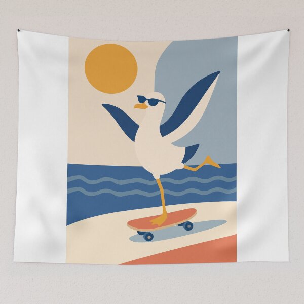 Item preview, Cool Seagull on Skateboard – Retro Coastal Art Print designed and sold by Studio pod Burom.