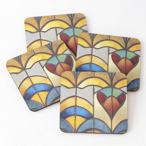 Item preview, Golden Heart Art Nouveau Stained Glass Photo Texture designed and sold by DigitaICraft.