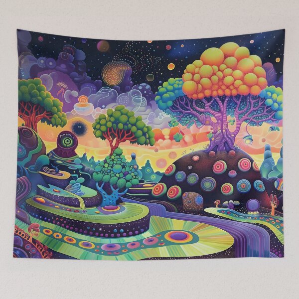 Item preview, Psychedelic Alien Forest With Glowing Celestial Sky designed and sold by LuminousFoundry.
