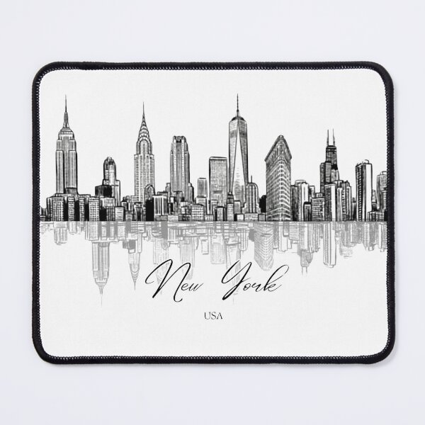 Item preview, New York Skyline Silhouette Ink Sketch by Vintry off designed and sold by VintryOff.
