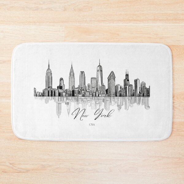 Item preview, New York Skyline Silhouette Ink Sketch by Vintry off designed and sold by VintryOff.