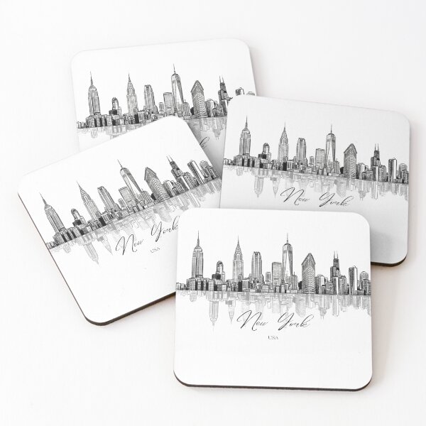 Item preview, New York Skyline Silhouette Ink Sketch by Vintry off designed and sold by VintryOff.