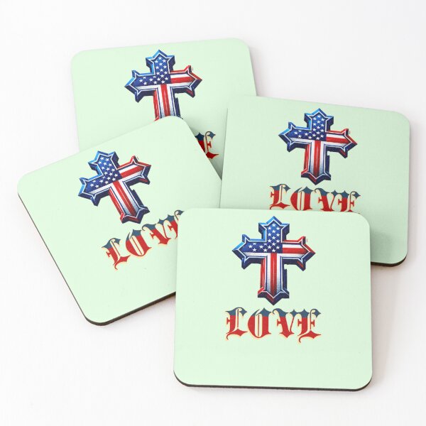 Item preview, Jesus cross with usa flag t shrit and sticker item designed and sold by Love Gifts.