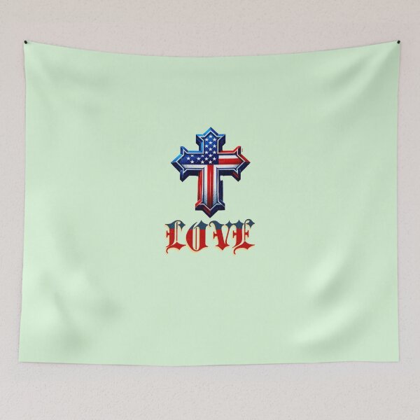 Item preview, Jesus cross with usa flag t shrit and sticker item designed and sold by Love Gifts.