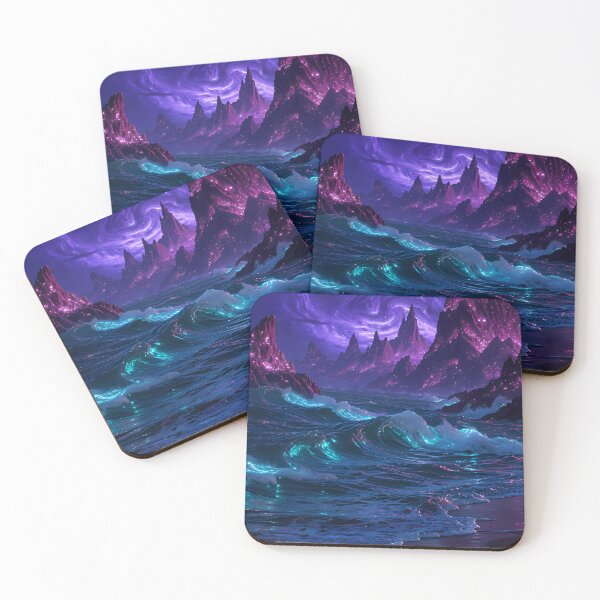 Item preview, Cosmic Peaks: A Surreal Ocean Beneath the Nebula of the Universe designed and sold by VoidVeilStudio.