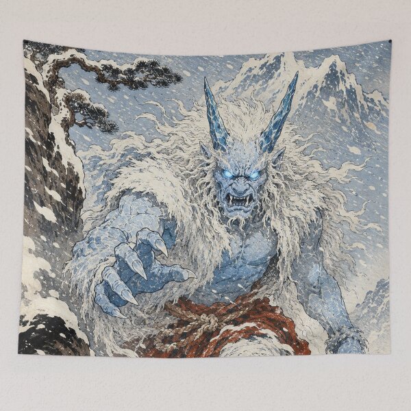 Item preview, Frost Horned Fury - Vintage Japanese Oni Ukiyo-e Woodblock designed and sold by bapupa.
