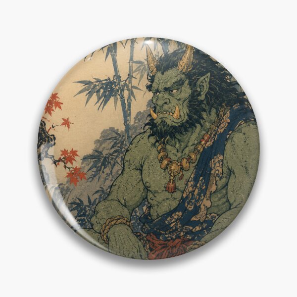 Item preview, Jade Guardian - Vintage Japanese Oni Ukiyo-e Woodblock designed and sold by bapupa.