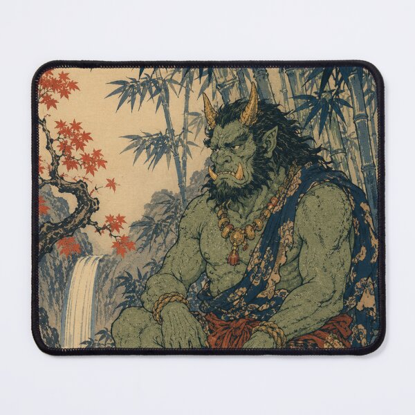 Item preview, Jade Guardian - Vintage Japanese Oni Ukiyo-e Woodblock designed and sold by bapupa.
