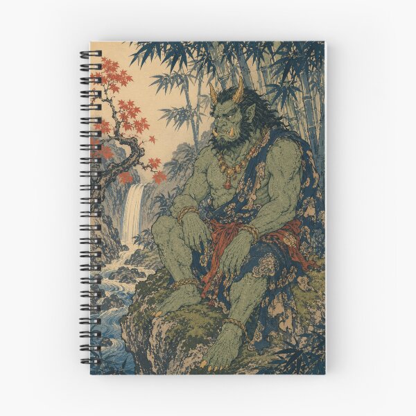 Item preview, Jade Guardian - Vintage Japanese Oni Ukiyo-e Woodblock designed and sold by bapupa.