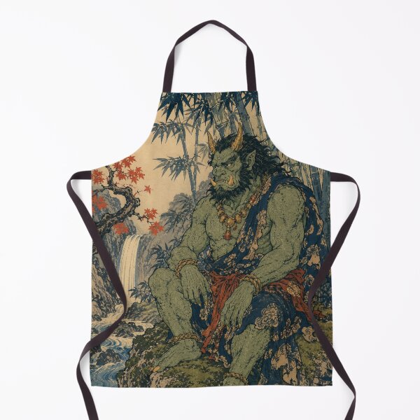 Item preview, Jade Guardian - Vintage Japanese Oni Ukiyo-e Woodblock designed and sold by bapupa.