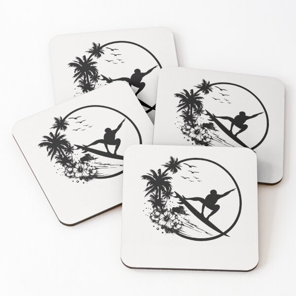 Item preview, Tropical Surfer Silhouette Sticker | Vintage Surfing Beach Design | Hawaiian Surf Art designed and sold by designerr23 ⭐⭐⭐⭐⭐.