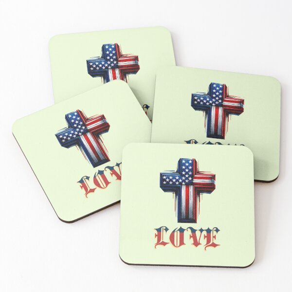Item preview, USA flag and jesus cross t shrit and sticker designed and sold by Love Gifts.