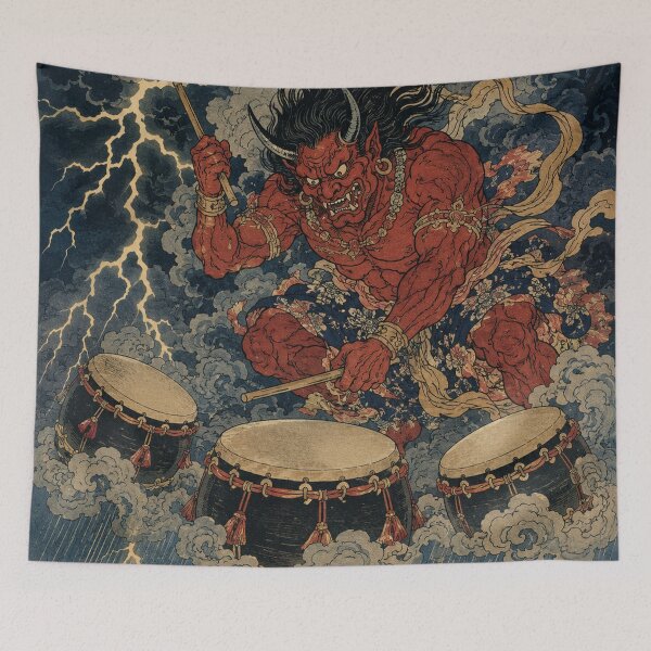 Item preview, Storm Bringer - Vintage Japanese Oni Ukiyo-e Woodblock designed and sold by bapupa.